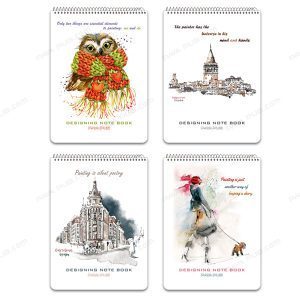 دفتر طراحی A4 آبرنگی 50 برگ فنری با کاغذ 110 گرمی