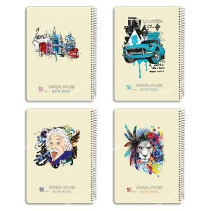 دفتر 50 برگ کرافت کاوردار فنر تک با داخله رنگی