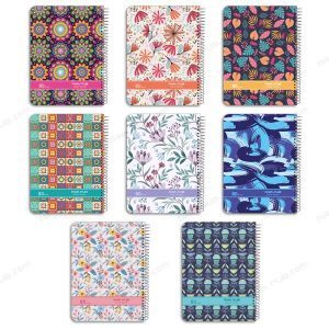 یادداشت 1/8 80 برگ سلفونی کلاسیک فنر تک با داخله رنگی