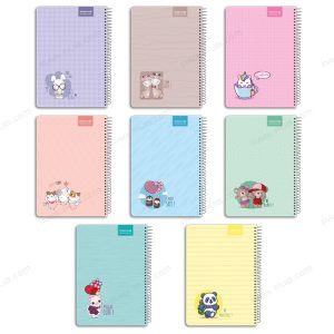 یادداشت رقعی 80 برگ سلفونی رنگی فانتزی فنر تک با داخله رنگی